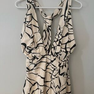 Antonio Melani x M.G. Style Sommers Halter Linen Blend Shell Print Fringe